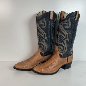 Vintage Larry Mahan Snakeskin Cowboy Boots | Exotic | Narrow | Men’s 11 B